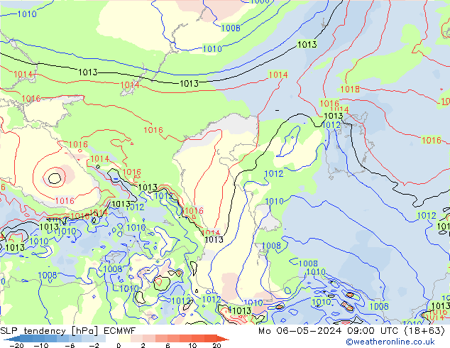 Tendencia de presión ECMWF lun 06.05.2024 09 UTC