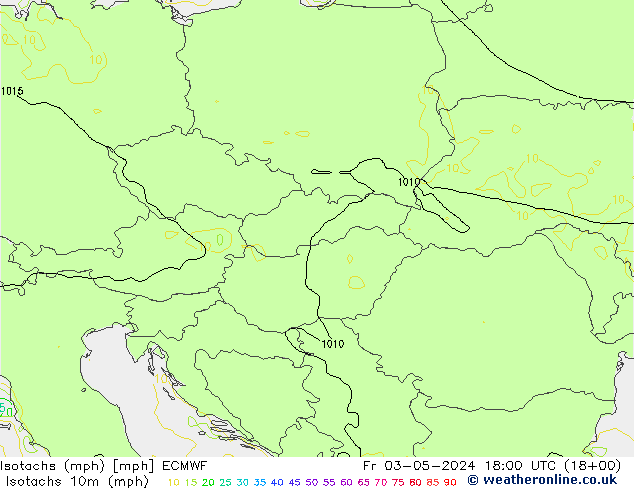 Isotachs (mph) ECMWF ven 03.05.2024 18 UTC