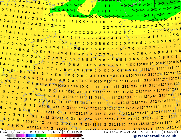 Z500/Rain (+SLP)/Z850 ECMWF Tu 07.05.2024 12 UTC