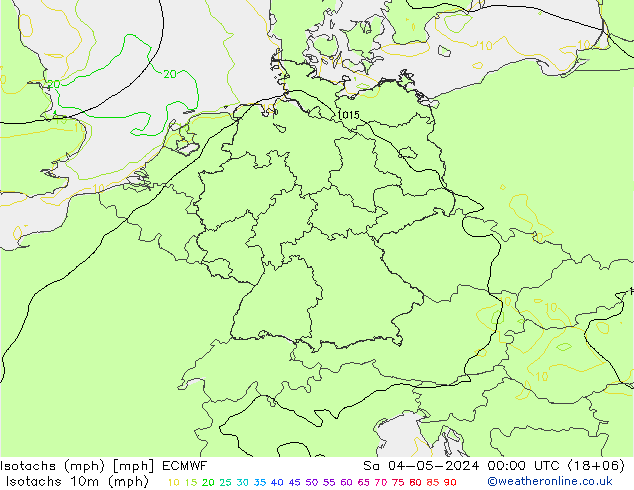 Isotaca (mph) ECMWF sáb 04.05.2024 00 UTC