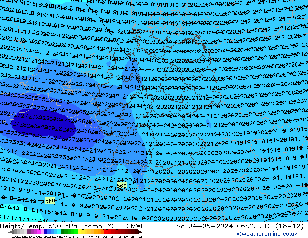 Height/Temp. 500 hPa ECMWF 星期六 04.05.2024 06 UTC