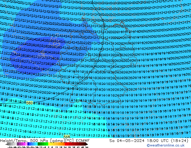 Height/Temp. 500 hPa ECMWF  04.05.2024 18 UTC