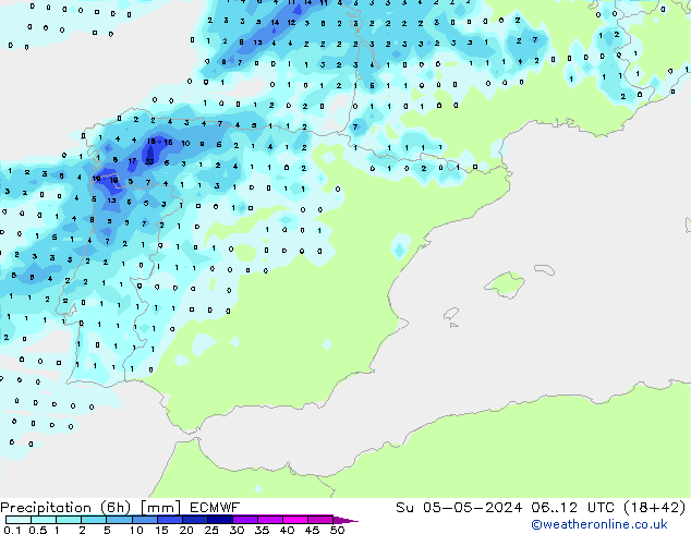 Z500/Yağmur (+YB)/Z850 ECMWF Paz 05.05.2024 12 UTC