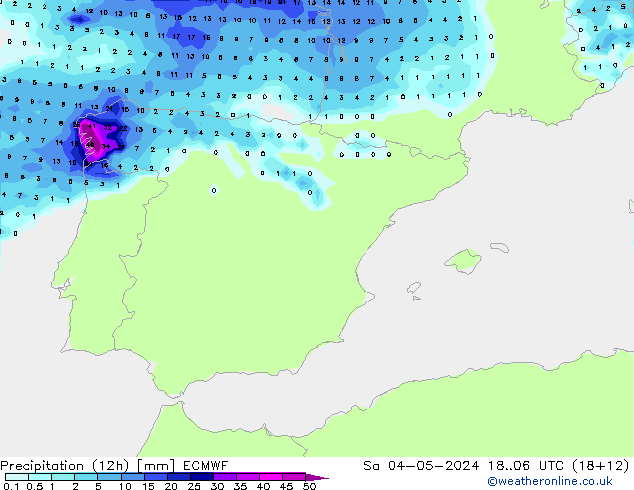 Yağış (12h) ECMWF Cts 04.05.2024 06 UTC