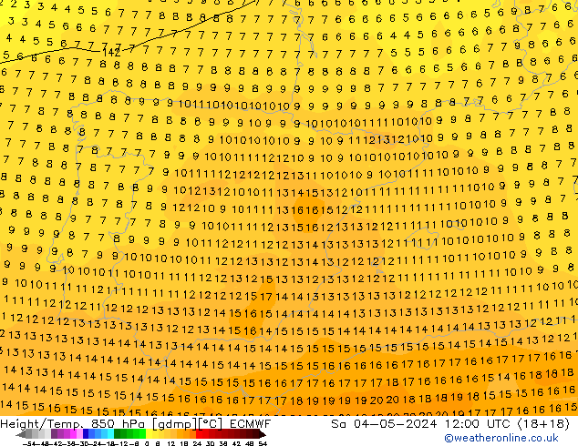 Z500/Yağmur (+YB)/Z850 ECMWF Cts 04.05.2024 12 UTC