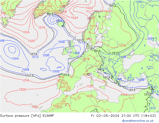 Bodendruck ECMWF Fr 03.05.2024 21 UTC