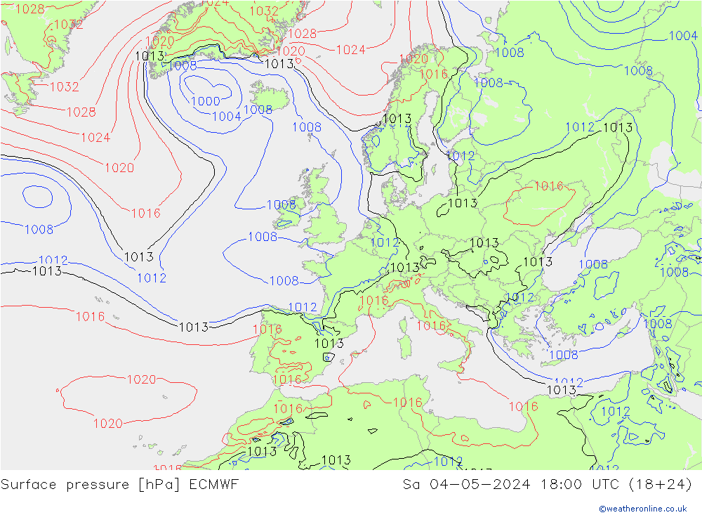 Bodendruck ECMWF Sa 04.05.2024 18 UTC