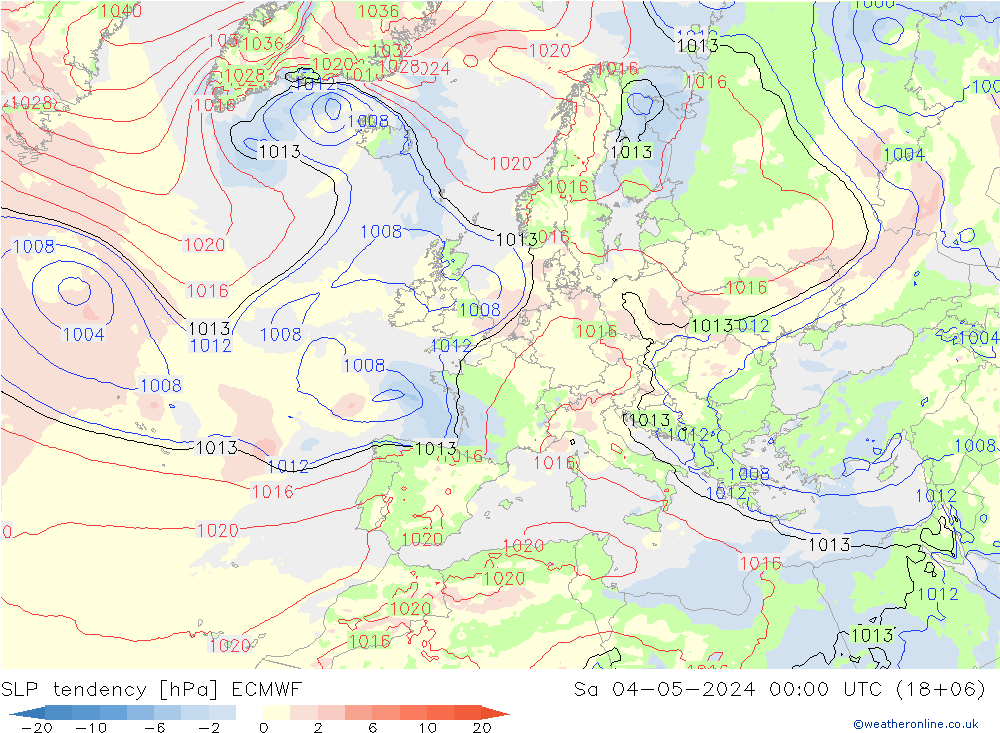 Drucktendenz ECMWF Sa 04.05.2024 00 UTC