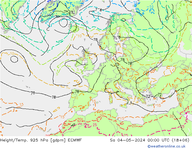Geop./Temp. 925 hPa ECMWF sáb 04.05.2024 00 UTC