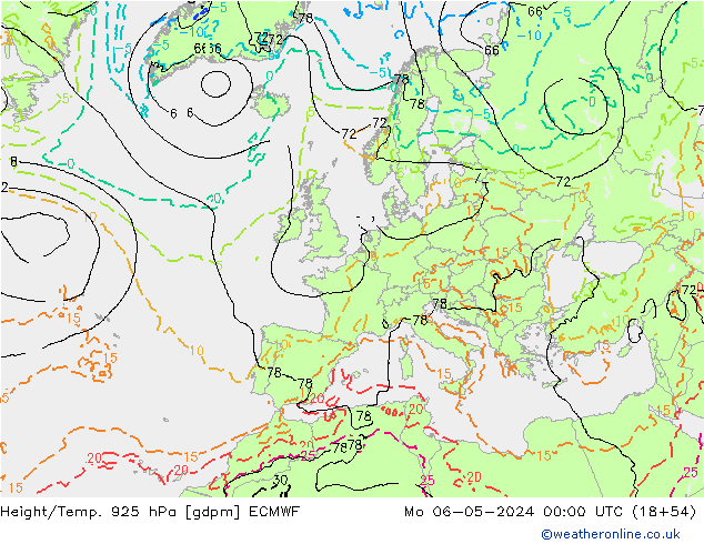 Height/Temp. 925 hPa ECMWF  06.05.2024 00 UTC
