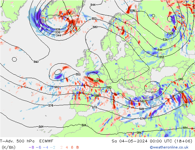T-Adv. 500 hPa ECMWF Sa 04.05.2024 00 UTC
