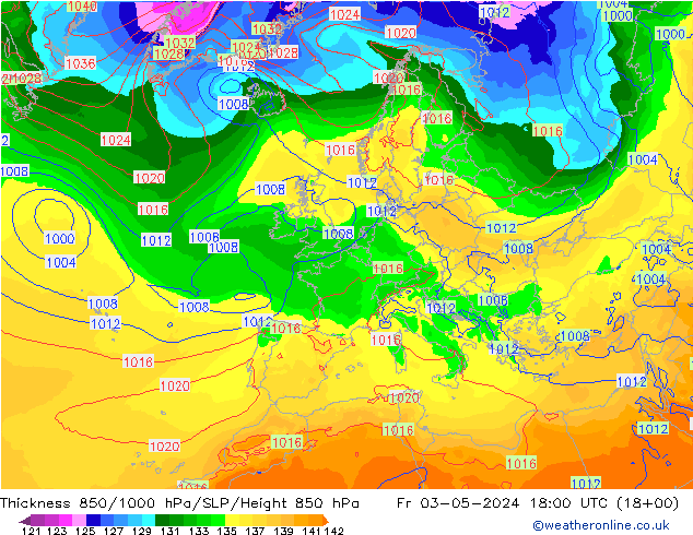 Thck 850-1000 hPa ECMWF Sex 03.05.2024 18 UTC