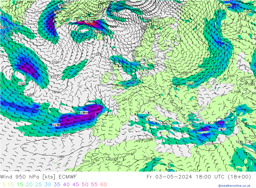 Wind 950 hPa ECMWF Fr 03.05.2024 18 UTC