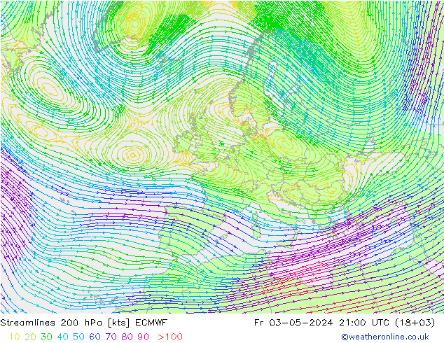 Streamlines 200 hPa ECMWF Fr 03.05.2024 21 UTC