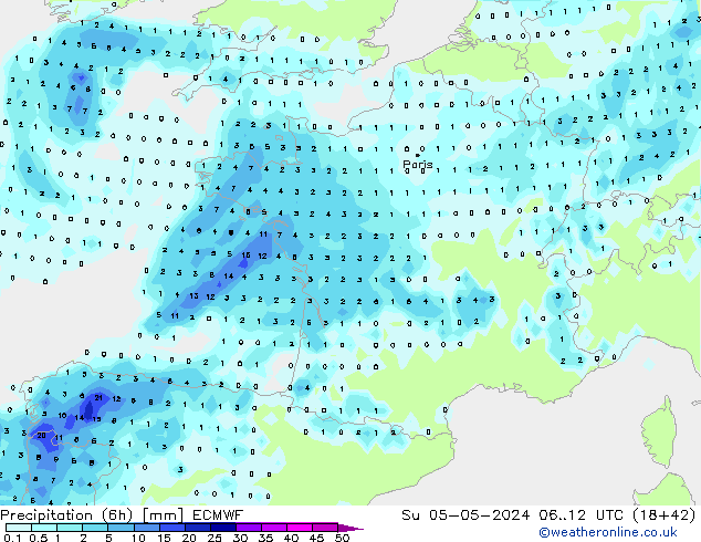 Z500/Rain (+SLP)/Z850 ECMWF So 05.05.2024 12 UTC