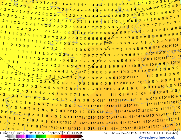 Z500/Rain (+SLP)/Z850 ECMWF So 05.05.2024 18 UTC