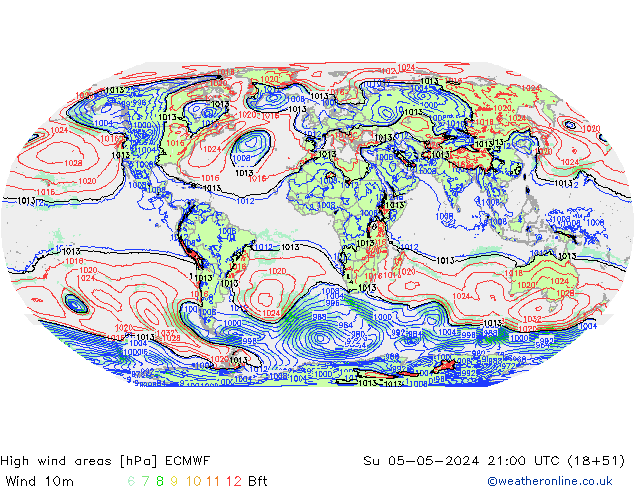 High wind areas ECMWF Ne 05.05.2024 21 UTC