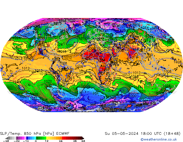 SLP/Temp. 850 hPa ECMWF Ne 05.05.2024 18 UTC
