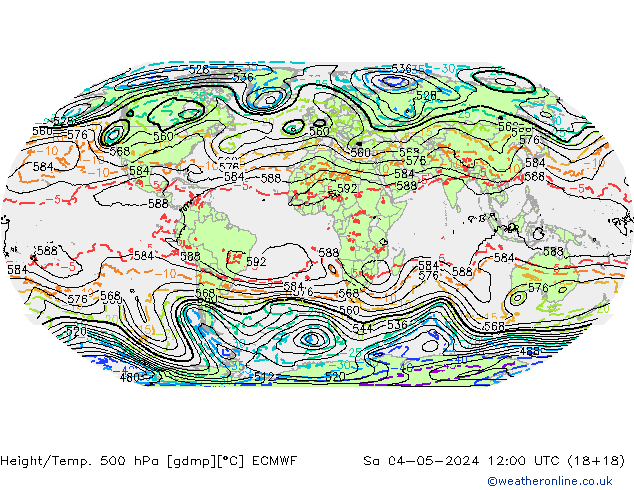 Z500/Rain (+SLP)/Z850 ECMWF Sa 04.05.2024 12 UTC