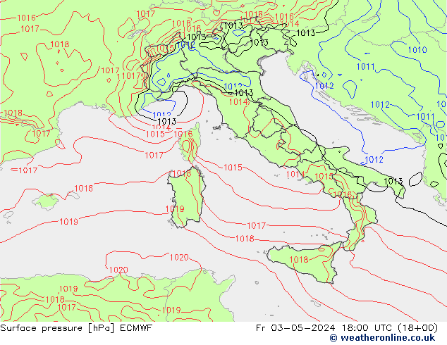 ciśnienie ECMWF pt. 03.05.2024 18 UTC