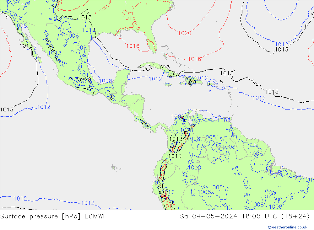Atmosférický tlak ECMWF So 04.05.2024 18 UTC