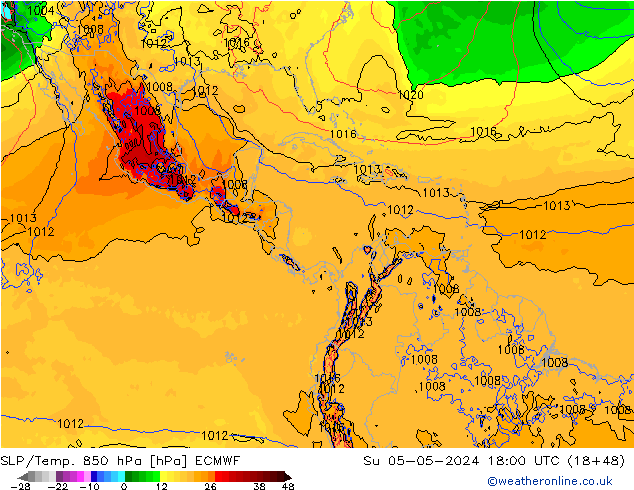 SLP/Temp. 850 hPa ECMWF Ne 05.05.2024 18 UTC