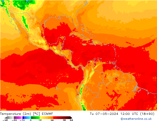 карта температуры ECMWF вт 07.05.2024 12 UTC