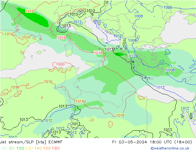 джет/приземное давление ECMWF пт 03.05.2024 18 UTC