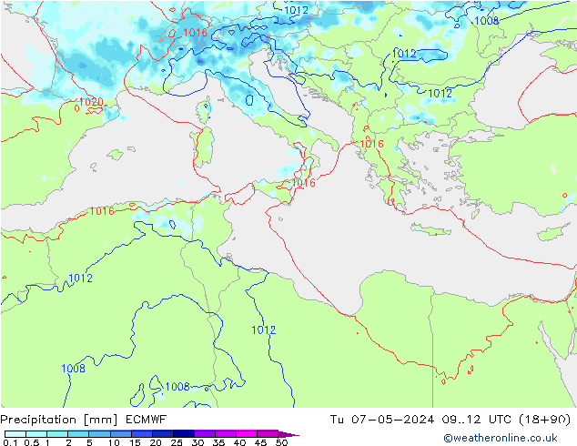 Niederschlag ECMWF Di 07.05.2024 12 UTC