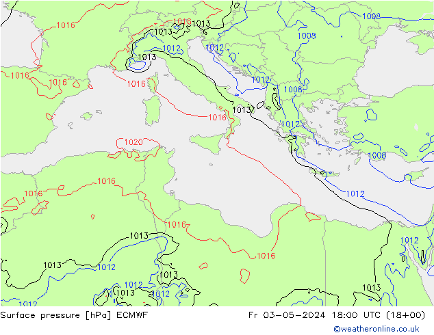 Surface pressure ECMWF Fr 03.05.2024 18 UTC