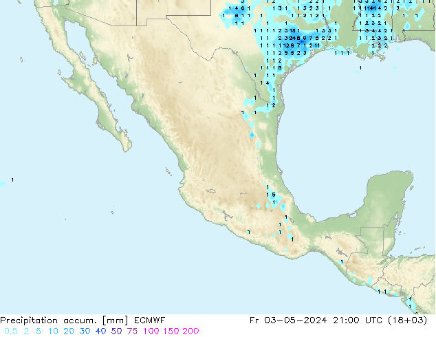 Precipitación acum. ECMWF vie 03.05.2024 21 UTC