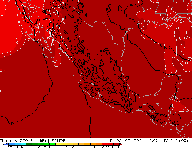 Theta-W 850hPa ECMWF vie 03.05.2024 18 UTC