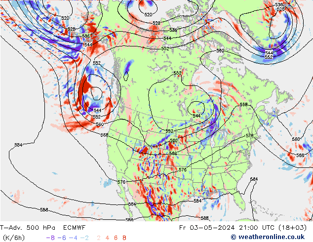 T-Adv. 500 hPa ECMWF Fr 03.05.2024 21 UTC