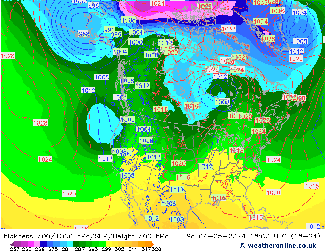 Schichtdicke 700-1000 hPa ECMWF Sa 04.05.2024 18 UTC