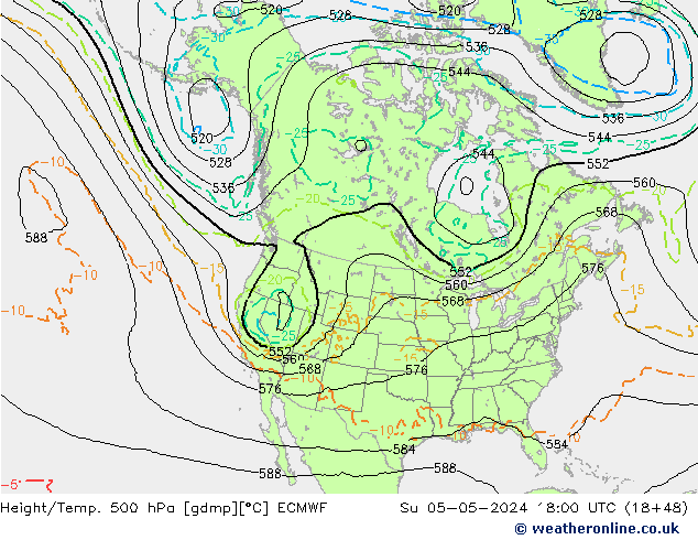 Z500/Rain (+SLP)/Z850 ECMWF So 05.05.2024 18 UTC