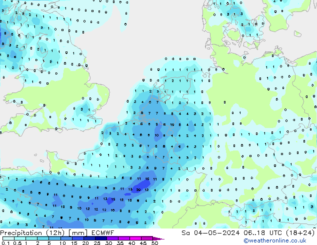 Precipitation (12h) ECMWF So 04.05.2024 18 UTC