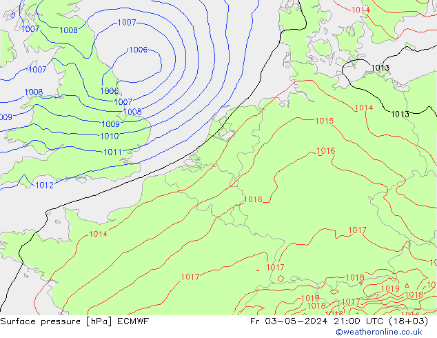 pressão do solo ECMWF Sex 03.05.2024 21 UTC