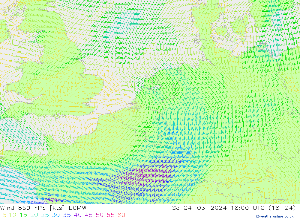 Wind 850 hPa ECMWF Sa 04.05.2024 18 UTC