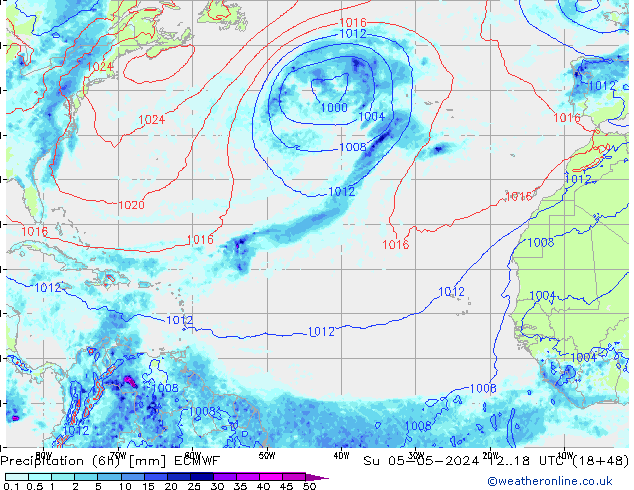 Z500/Rain (+SLP)/Z850 ECMWF dim 05.05.2024 18 UTC