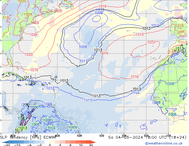 Druktendens (+/-) ECMWF za 04.05.2024 18 UTC