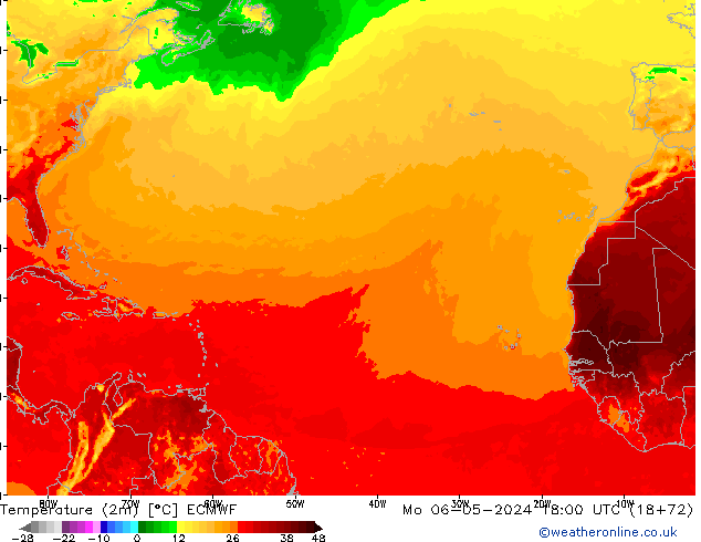 Temperature (2m) ECMWF Po 06.05.2024 18 UTC