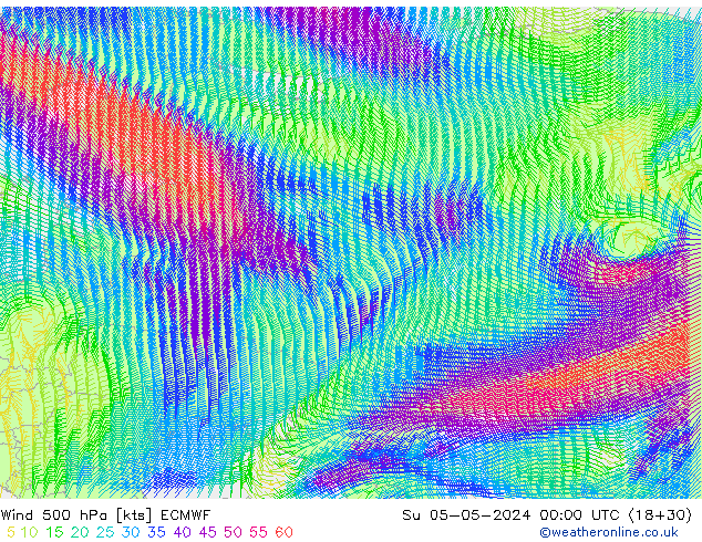 Wind 500 hPa ECMWF Su 05.05.2024 00 UTC
