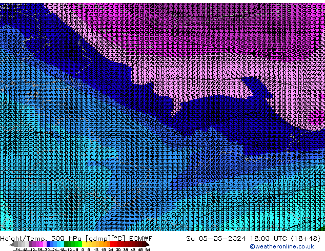 Z500/Rain (+SLP)/Z850 ECMWF dom 05.05.2024 18 UTC