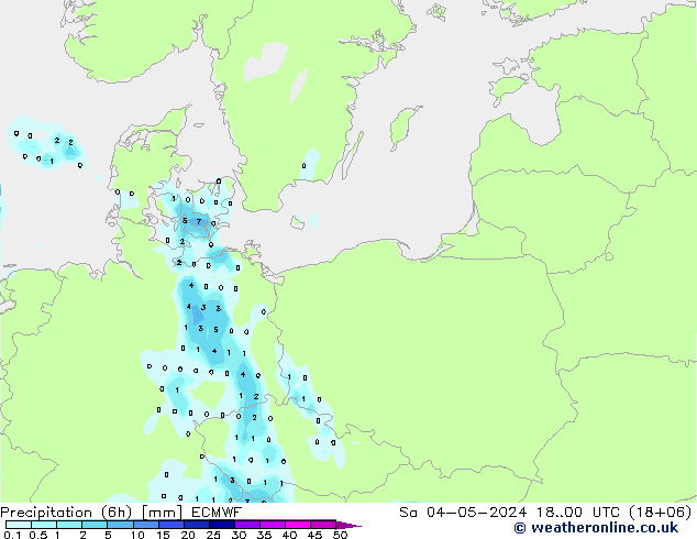 Precipitation (6h) ECMWF Sa 04.05.2024 00 UTC