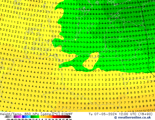 Z500/Rain (+SLP)/Z850 ECMWF Di 07.05.2024 12 UTC