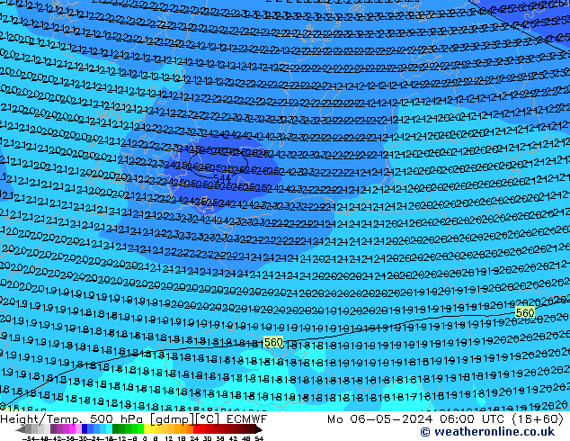 Z500/Rain (+SLP)/Z850 ECMWF lun 06.05.2024 06 UTC