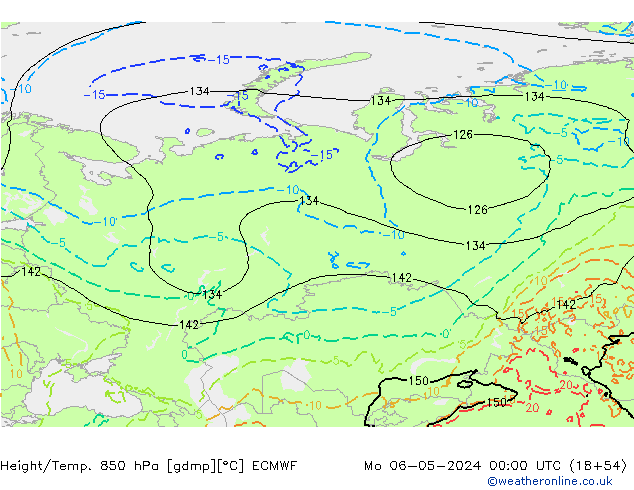 Z500/Yağmur (+YB)/Z850 ECMWF Pzt 06.05.2024 00 UTC