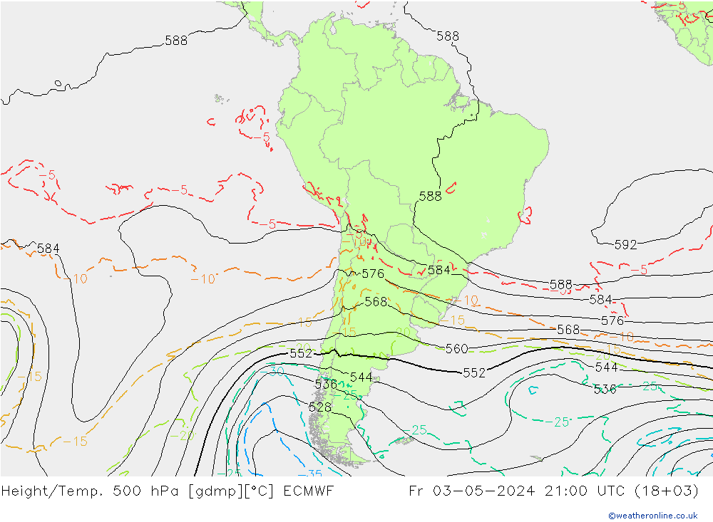 Height/Temp. 500 hPa ECMWF Fr 03.05.2024 21 UTC