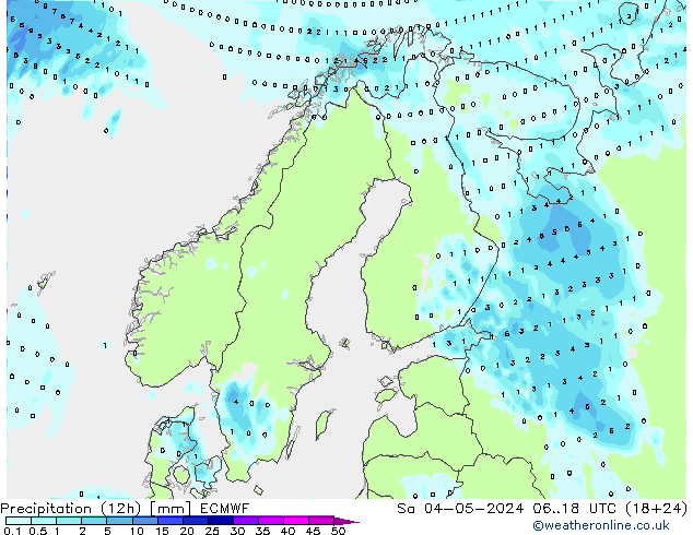 Precipitazione (12h) ECMWF sab 04.05.2024 18 UTC