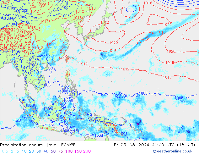 Precipitation accum. ECMWF pt. 03.05.2024 21 UTC